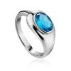 Futuristic Design Silver Ring With Topaz  "Swiss Blue", Ring Size: 9 / 19, image 