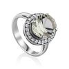 Classy Silver Green Amethyst Ring, Ring Size: 7 / 17.5, image 
