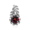 Floral Design Silver Garnet Pendant, image 