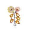 Floral Design Silver Pendant With Nacre And Citrine, image 