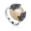 Chic Silver Ring With Nacre And Marcasites The Lace, Ring Size: 8 / 18, image 