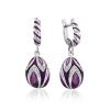 Lilac Enamel Silver Dangle Earrings The Romanov, image 