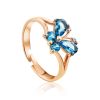 Butterfly Motif Gold Crystal Ring, Ring Size: 4 / 15, image 