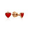 Cute Gold Enamel Heart Shaped Studs, image 