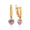 Lovely Golden Dangles With Pink And white Crystals, image 