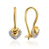 Cute Gold Crystal Heart Shaped Earrings, image 