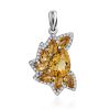 Chic Silver Pendant With Citrine And Crystals, image 
