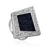 Bold Geometric Silver Ring With Denim Detail, Ring Size: 9.5 / 19.5, image 