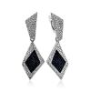 Textured Silver Dangle Earrings With Denim Details, image 