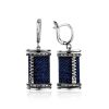 Spool Design Silver Denim Dangle Earrings, image 