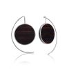 Geometric Silver Wooden Earrings, image 