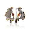 Abstract Design Silver Garnet Earrings, image 