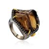 Silver Cocktail Ring With Bold Smoky Quartz And Spinel, Ring Size: 6.5 / 17, image 
