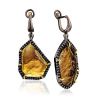 Asymmetric Silver Dangles With Smoky Quartz And Spinel, image 