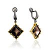 Impressive Geometric Design Silver Smoky Quartz Dangles, image 