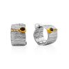 Chunky Textured Silver Hoops With Smoky Quartz, image 