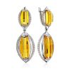 Luminous Silver Citrine Dangle Earrings, image 