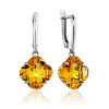 Clover Shaped Silver Citrine Earrings, image 