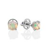 Minimalist Silver Opal Studs, image 