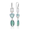 Silver Dangle Earrings With Moon Stone And Blue Agate, image 