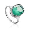 Silver Ring With Oval Green Agate Centerpiece, Ring Size: 9 / 19, image 