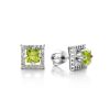 Geometric Silver Chrysolite Stud Earrings, image 