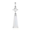 Silver Pendant With Square Rhinestone And Milky White Moonstone, image 