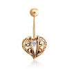 Leaf Motif Gold Crystal Belly Button Ring, image 