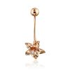 Floral Design Golden Belly Button Piercing Ring, image 