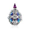 Whimsical Silver Enamel Locket Egg Pendant With Angel The Romanov, image 
