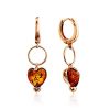 Rose Gold Plated Silver Earrings With Heart Shaped Amber Dangles The Palazzo, image 