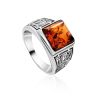 Silver Amber Statement Ring, Ring Size: / 24, image 