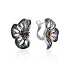 Chic Silver Enamel Floral Earrings, image 