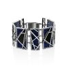 Chunky Silver Link Bracelet With Denim And Obsidian, image 