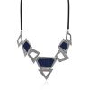 Bold Geometric Silver Necklace With Jeans Elements, image 
