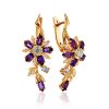Floral Design Amethyst Topaz Earrings, image 