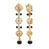 Gilded Silver Dark Pearl Dangle Earrings With Topaz And Crystals, image 