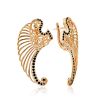 Wing Motif Gilded Silver Earrings, image 