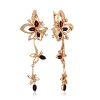 Charming Floral Design Gilded Silver Garnet Earrings, image 