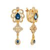 Arabesque Design Gilded Silver Topaz Dangles, image 