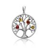 Round Silver Mix Color Amber Pendant The Tree Of Life, image 