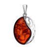 Silver Cognac Amber Pendant The Sunrise, image 