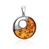 Stylish Silver Amber Round Pendant The Sunrise, image 