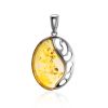 Chic Silver Amber Pendant The Sunrise, image 