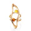 Bright Rose Gold Plated Amber Ring The Palazzo, Ring Size: Adjustable, image 