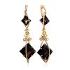 Fabulous Gilded Silver Smoky Quartz Dangle Earrings, image 