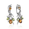 Bouquet Motif Silver Citrine Earrings, image 