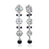 Vintage Style Silver Pearl Dangle Earrings, image 