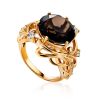 Voluptuous Gilded Silver Smoky Quartz Ring, Ring Size: 7 / 17.5, image 