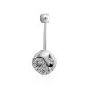 Yin-Yang Motif Sterling Silver Crystal Navel Piercing, image 
